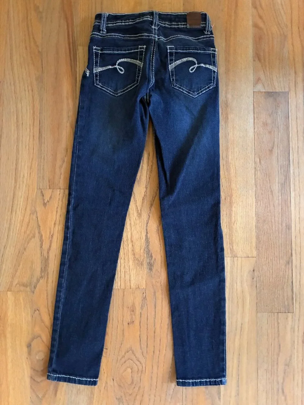 Justice Girls Size 10 Slim Dark Wash Jeans Y2K Contrast Stitch